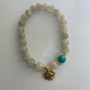 Labradorite stretch bracelet with charm